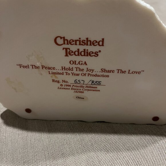 1996 Christmas Cherished Teddies Olga “Feel the Peace”  Limited Edition - Picture 4 of 4